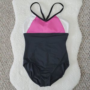 Jag Active One Piece Swimsuit Womens Size Small Black Pink Racerback Padded